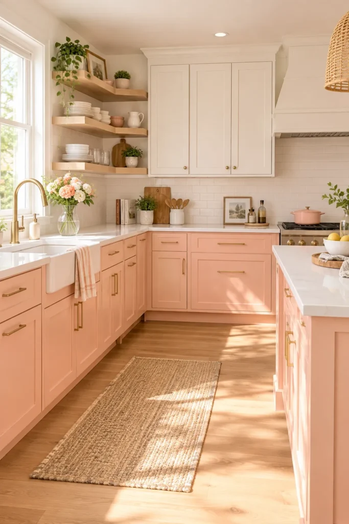 Peach Lower Cabinets