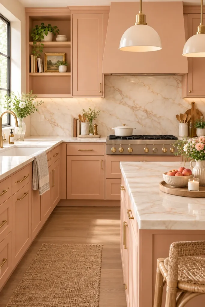 Peach Marble Kitchen