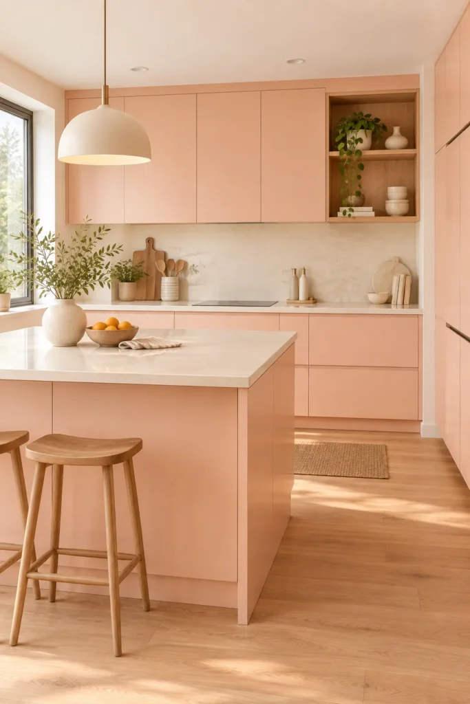 Peach Minimalist Kitchen
