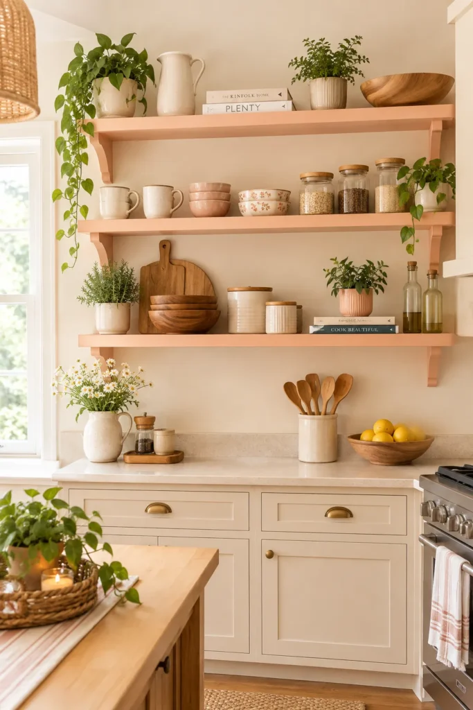 Peach Open Shelves