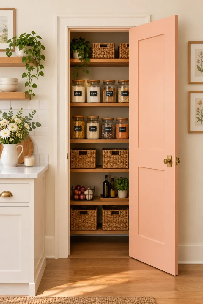 Peach Pantry Door