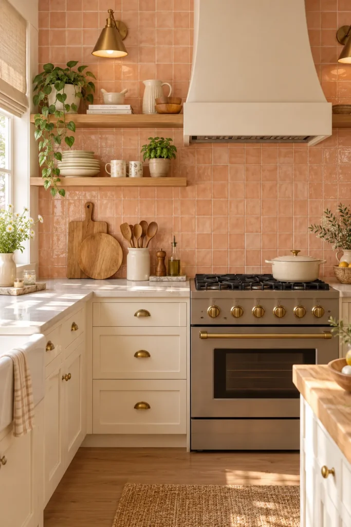 Peach Tile Walls