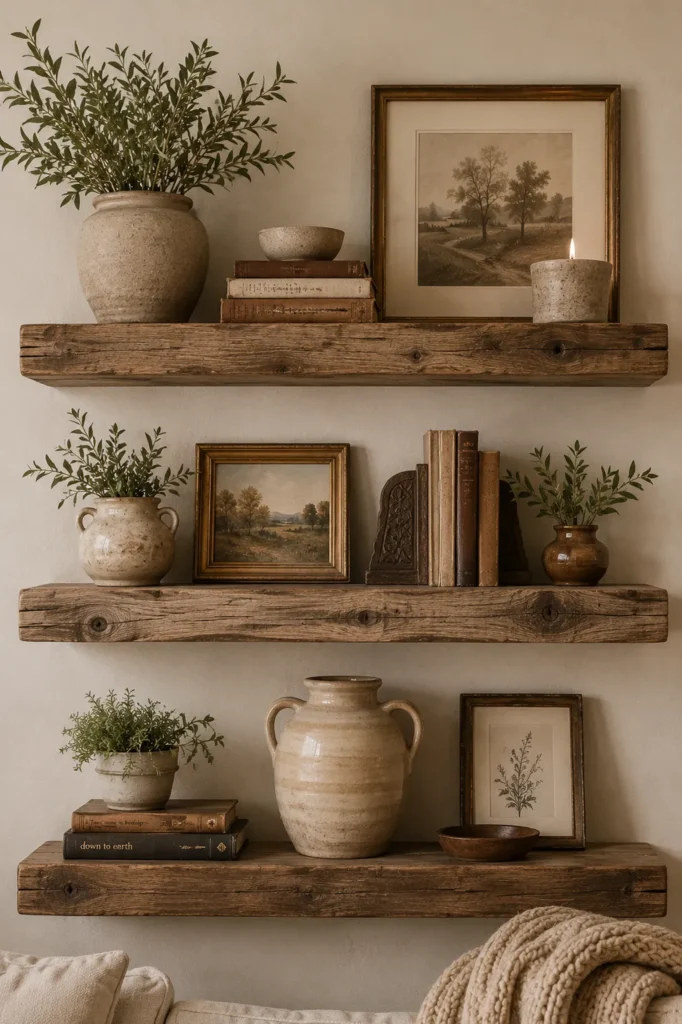 Rustic Reclaimed Wood Shelves