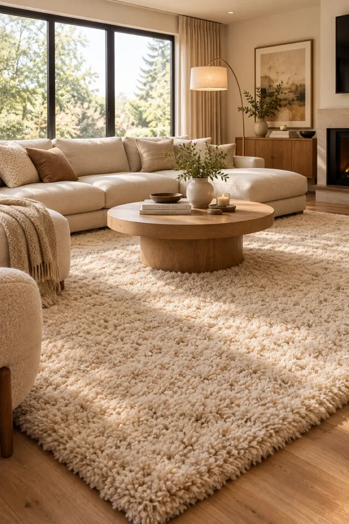 Soft Beige Shag Rug