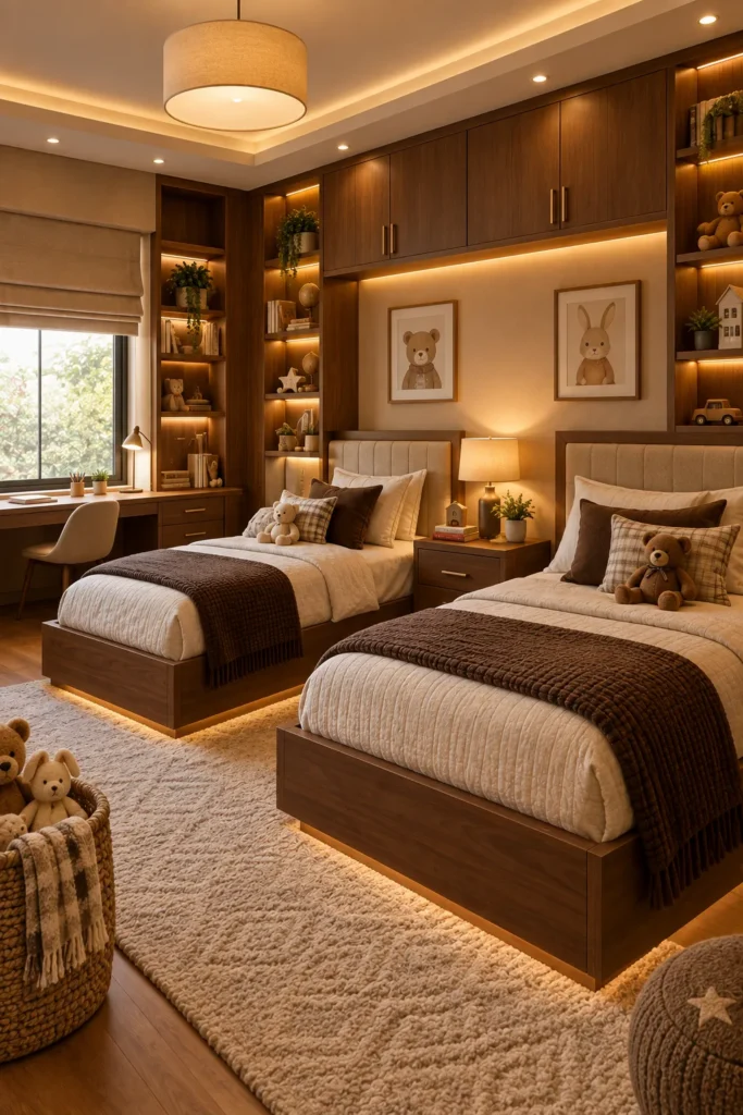 Stylish Kids Bedroom With Soft Lighting