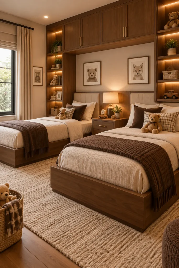 Warm Brown Kids Bedroom